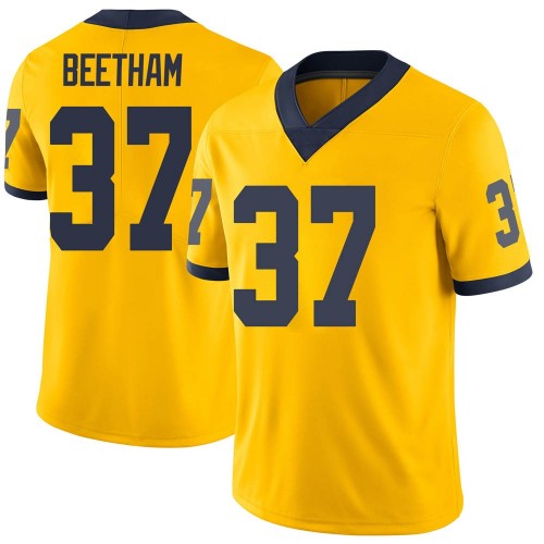 Josh Beetham Michigan Wolverines Men's NCAA #37 Maize Limited Brand Jordan College Stitched Football Jersey FFG4254QQ